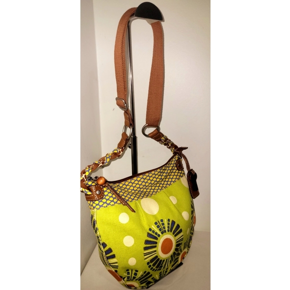 Fossil Key-Per Coated Canvas & Leather Tote Bag Carryall - Picture 4 of 7